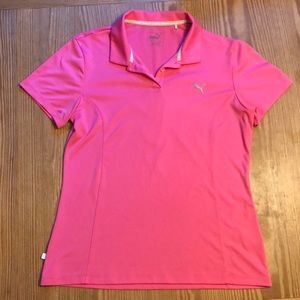 Puma ladies golf shirt. Pink, Large.